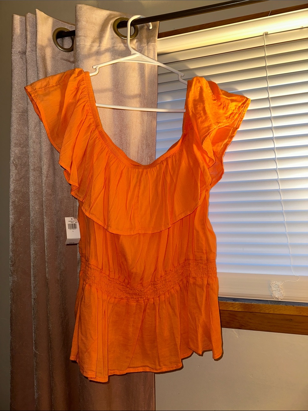 Women's Orange Ruffle Top - Picture 3 of 3